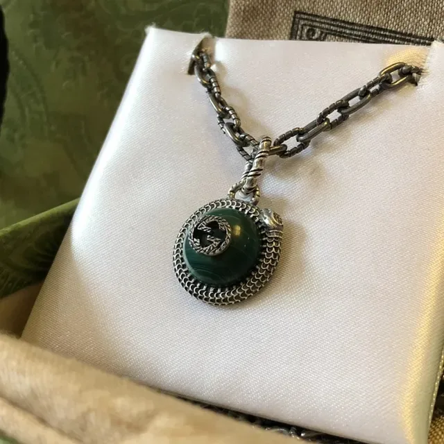 Gucci Ornate Serpent Medallion Antiqued Silver Necklace 3