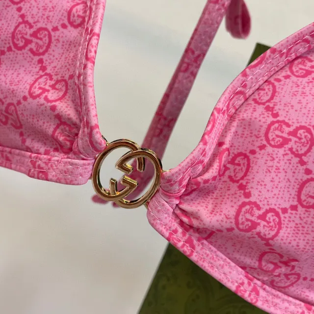 Maillot de bain Gucci rose Halter Triangle All-Over GG Monogram 6