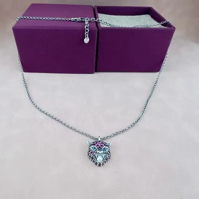 Collier Gucci Violet Multicolore Cristal-Pavé Pendants Tête d'Animal Accent Perle 4