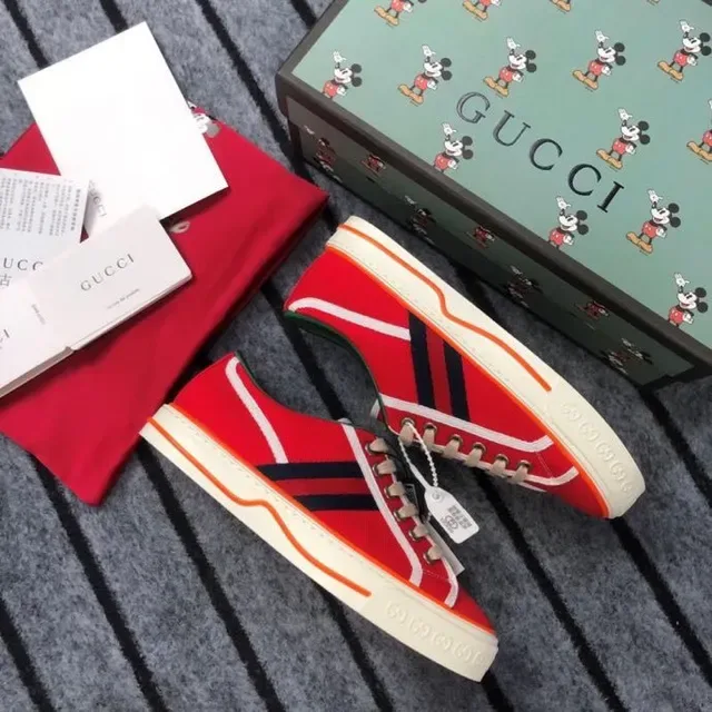 Gucci Red Green Canvas Upper Striped Side Panels Lifestyle Sneakers 7