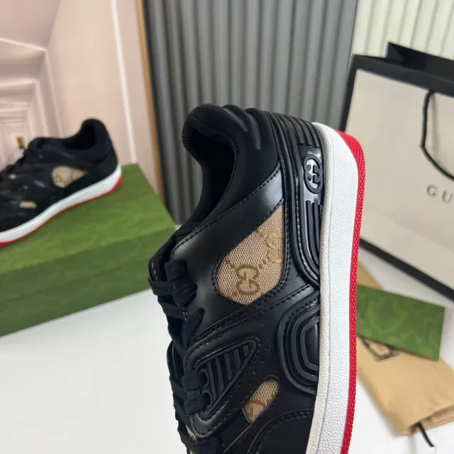 Gucci Rhyton Black Beige GG-Print Canvas Lifestyle Sneakers 4