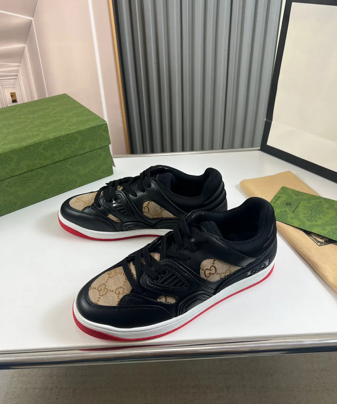 Gucci Rhyton Black Beige GG-Print Canvas Lifestyle Sneakers 8