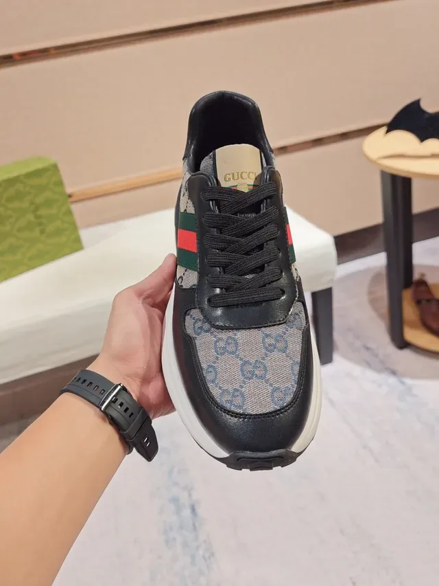 Gucci Rhyton GG Monogram Tissu et Cuir Rayures Web Sneakers Lifestyle 6