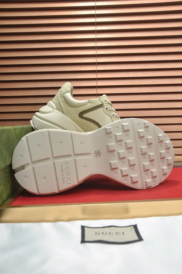 Gucci Rhyton Off-White Croc-Embossed Chunky Sneakers 2