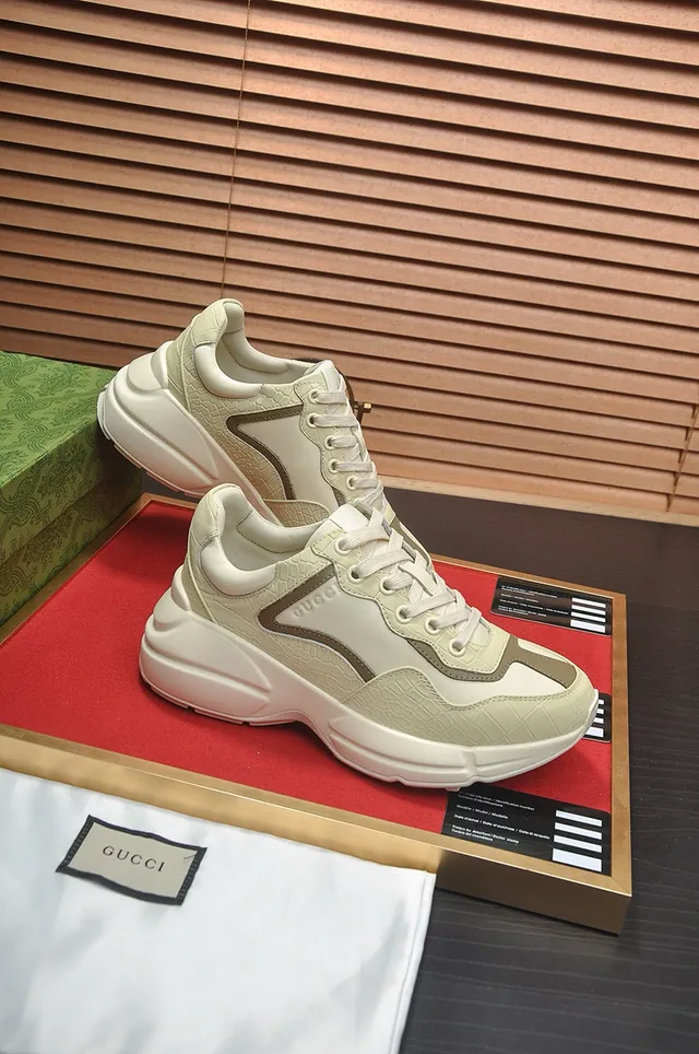 Gucci Rhyton Off-White Croc-Embossed Chunky Sneakers 5