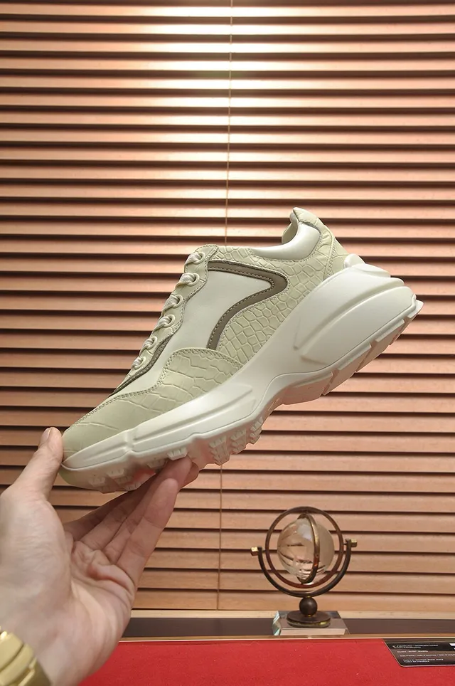 Gucci Rhyton Off-White Croc-Embossed Chunky Sneakers 6