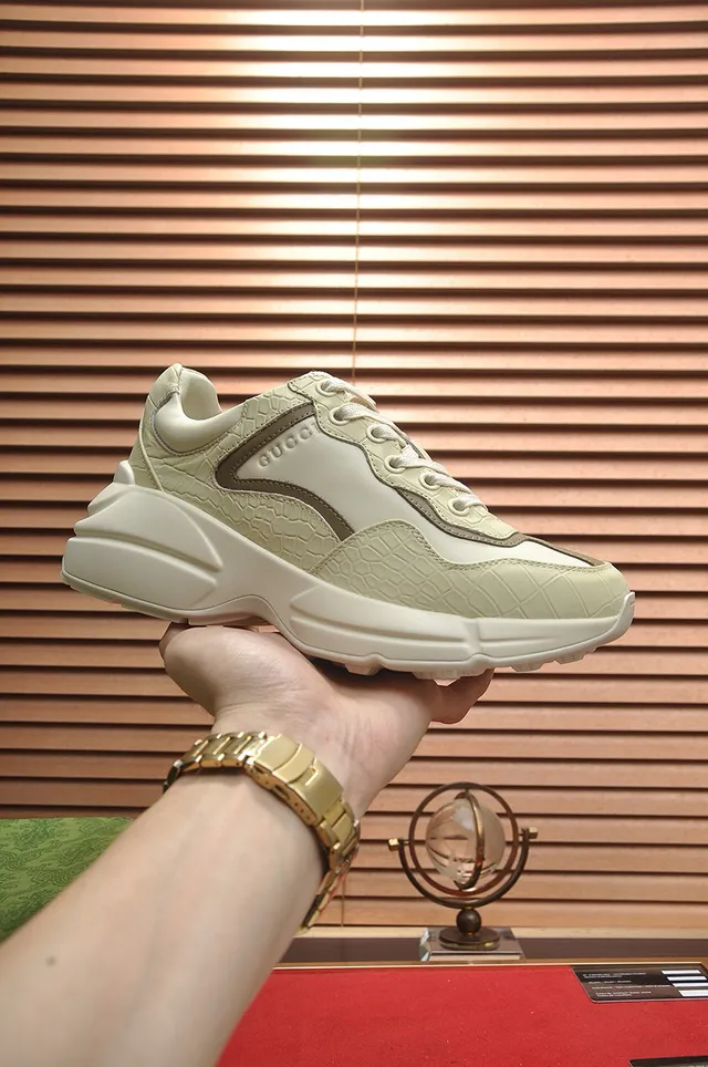 Gucci Rhyton Off-White Croc-Embossed Chunky Sneakers 7