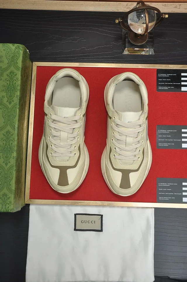 Gucci Rhyton Off-White Croc-Embossed Chunky Sneakers 8