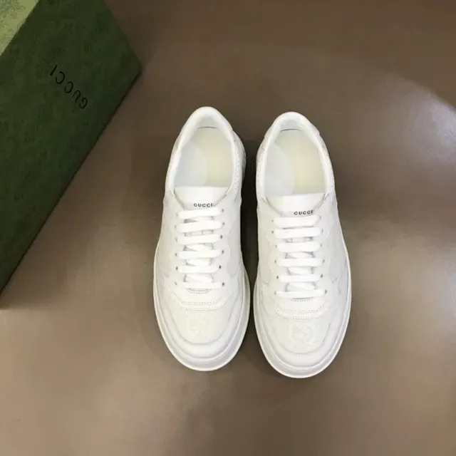 Gucci Screener All-White Perforated Platform Lifestyle Sneakers 2