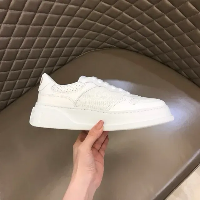 Gucci Screener All-White Perforated Platform Lifestyle Sneakers 3