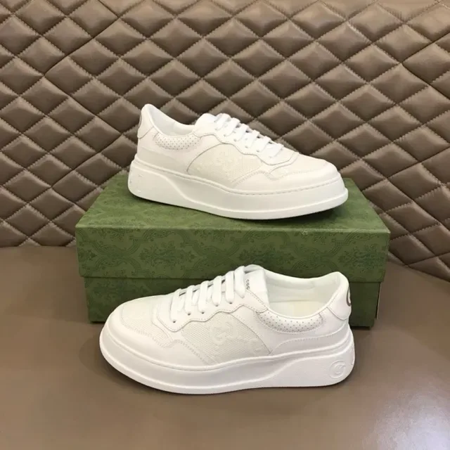 Gucci Screener All-White Perforated Platform Lifestyle Sneakers 4
