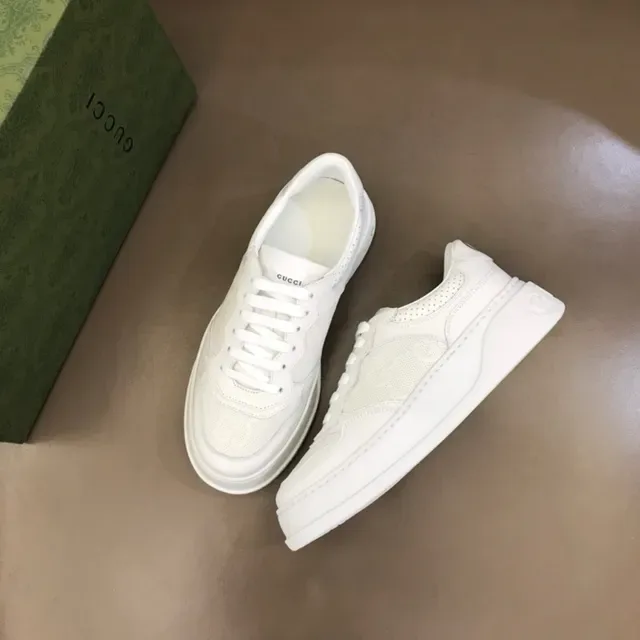 Gucci Screener All-White Perforated Platform Lifestyle Sneakers 5