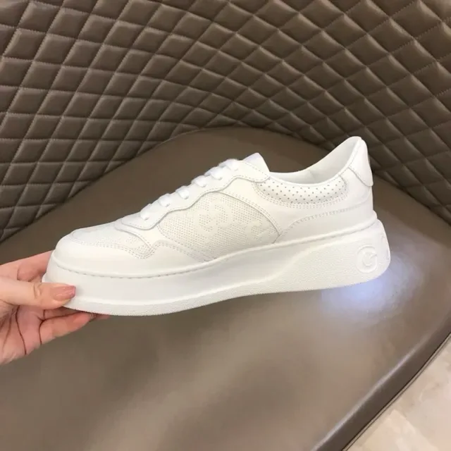 Gucci Screener All-White Perforated Platform Lifestyle Sneakers 6