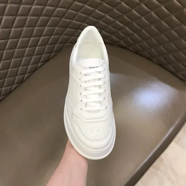 Gucci Screener All-White Perforated Platform Lifestyle Sneakers 7