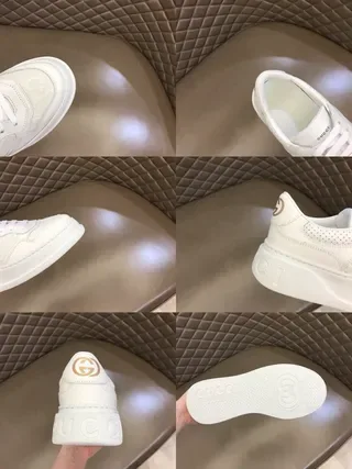 Gucci Screener All-White Perforated Platform Lifestyle Sneakers 8