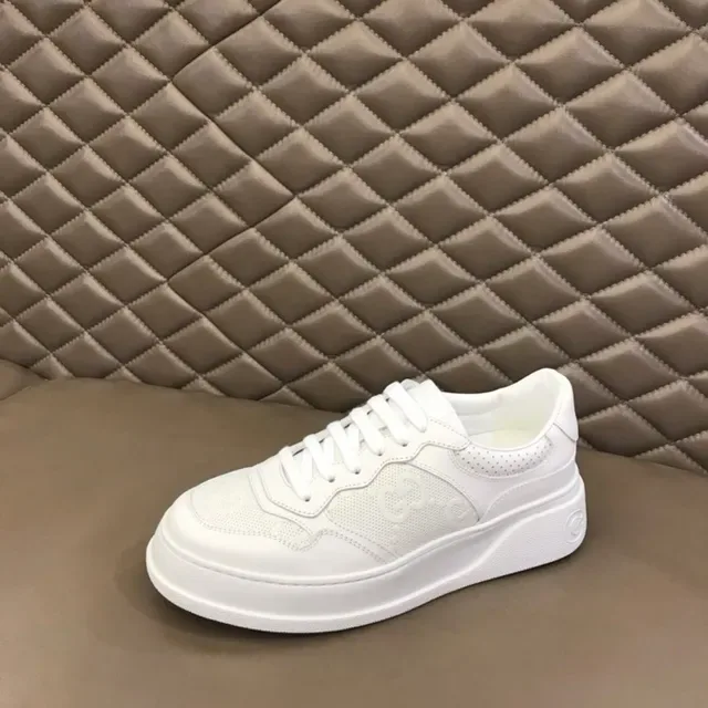 Gucci Screener All-White Perforated Platform Lifestyle Sneakers 9