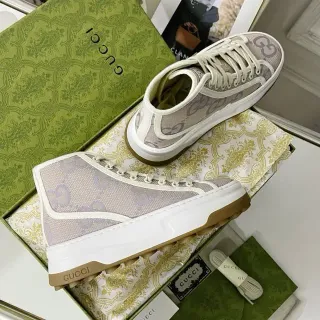 Gucci Screener Beige and Lavender GG Monogram Lifestyle Sneakers
