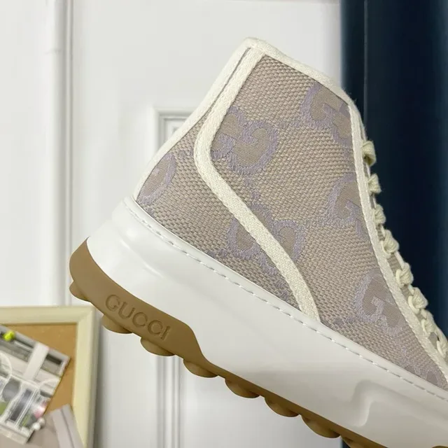 Gucci Screener Beige and Lavender GG Monogram Lifestyle Sneakers 4
