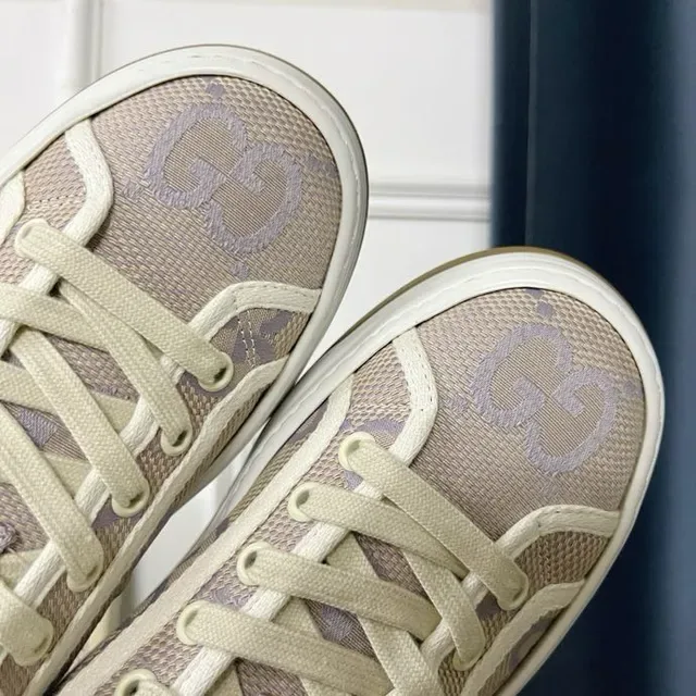 Gucci Screener Beige and Lavender GG Monogram Lifestyle Sneakers 7