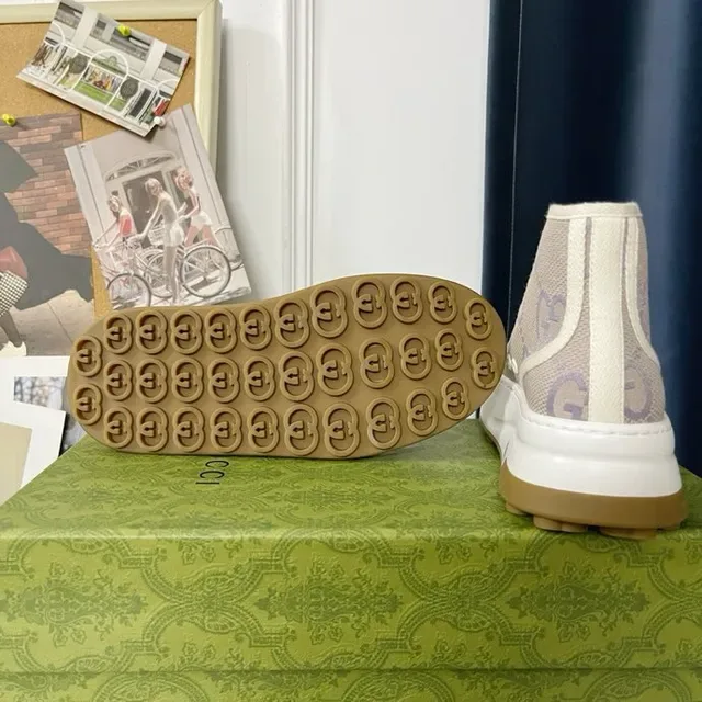 Gucci Screener Beige and Lavender GG Monogram Lifestyle Sneakers 8