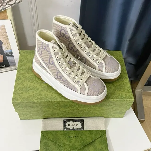 Gucci Screener Beige and Lavender GG Monogram Lifestyle Sneakers 9