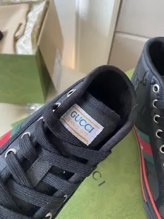 Gucci Screener Black Green High-Top GG Monogram Print Lifestyle Sneakers 4