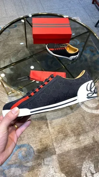 Gucci Screener Black Red White GG Monogram Lifestyle Sneakers 2