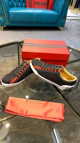 Gucci Screener Black Red White GG Monogram Lifestyle Sneakers 3