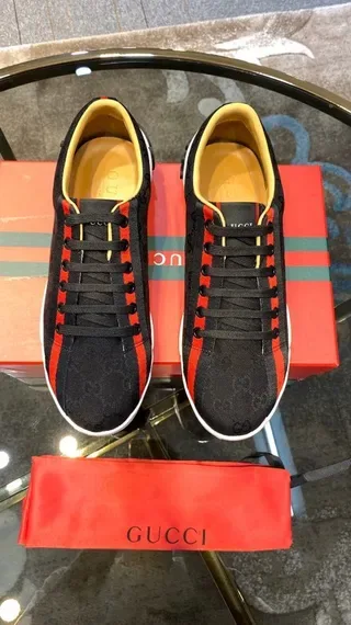 Gucci Screener Black Red White GG Monogram Lifestyle Sneakers 4