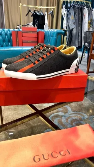 Gucci Screener Black Red White GG Monogram Lifestyle Sneakers 5