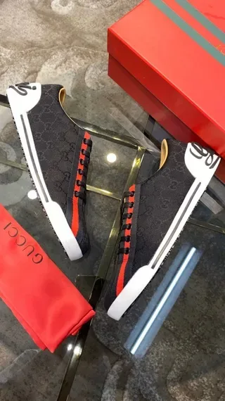 Gucci Screener Black Red White GG Monogram Lifestyle Sneakers 7