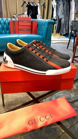 Gucci Screener Black Red White GG Monogram Lifestyle Sneakers 8