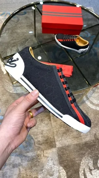 Gucci Screener Black Red White GG Monogram Lifestyle Sneakers 9