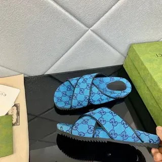 Gucci Screener Blue GG Monogram Slide Slippers
