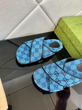Gucci Screener Blue GG Monogram Slide Slippers 3