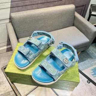 Gucci Screener Blue Monogram Jacquard Casual Sandals