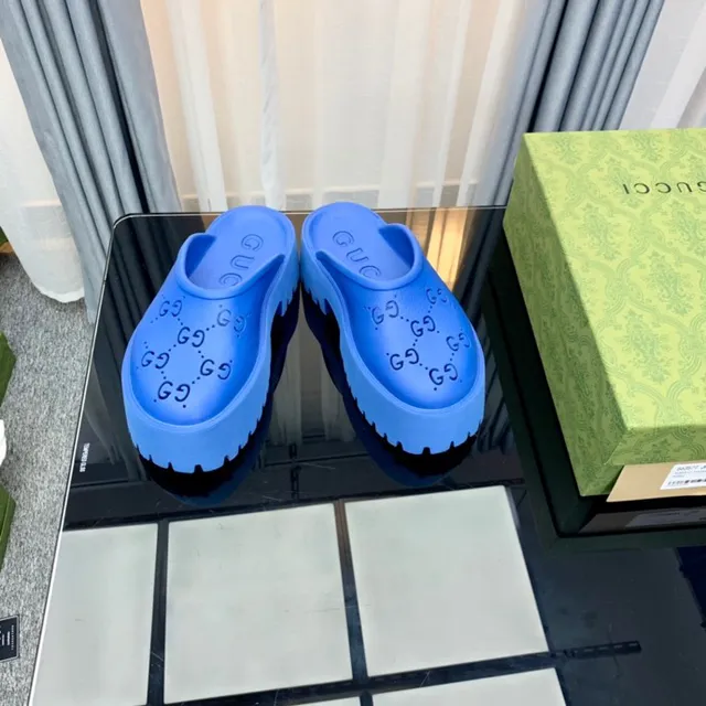 Gucci Screener Blue Platform Slippers 3