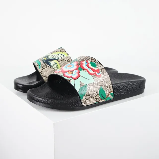 Gucci Screener Floral Print GG Canvas Slide Slippers 2