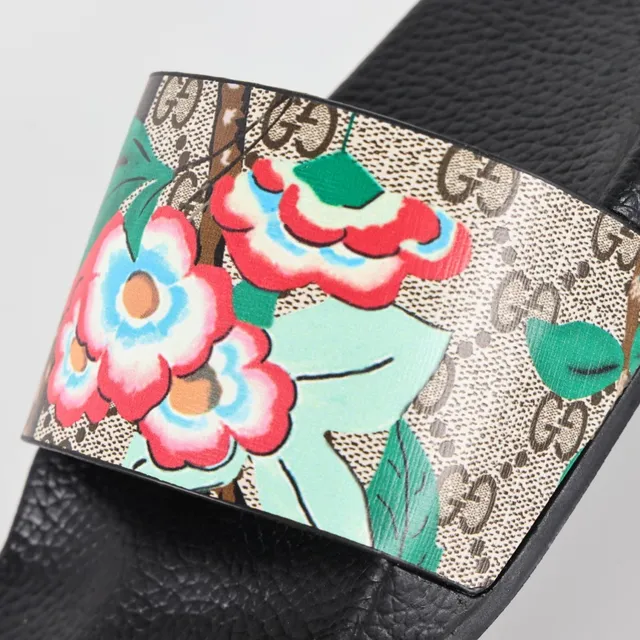 Gucci Screener Floral Print GG Canvas Slide Slippers 6