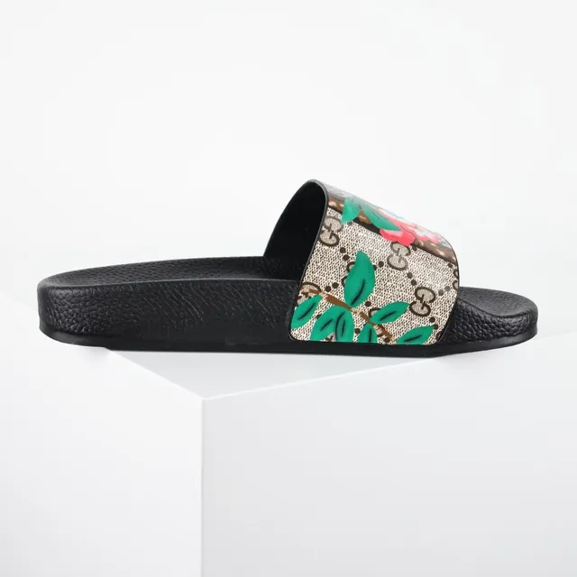 Gucci Screener Floral Print GG Canvas Slide Slippers 7