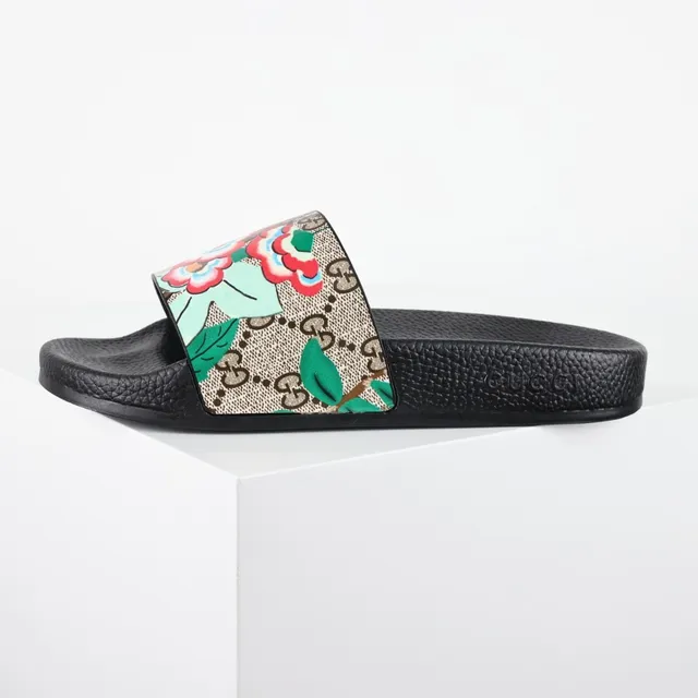 Gucci Screener Floral Print GG Canvas Slide Slippers 9