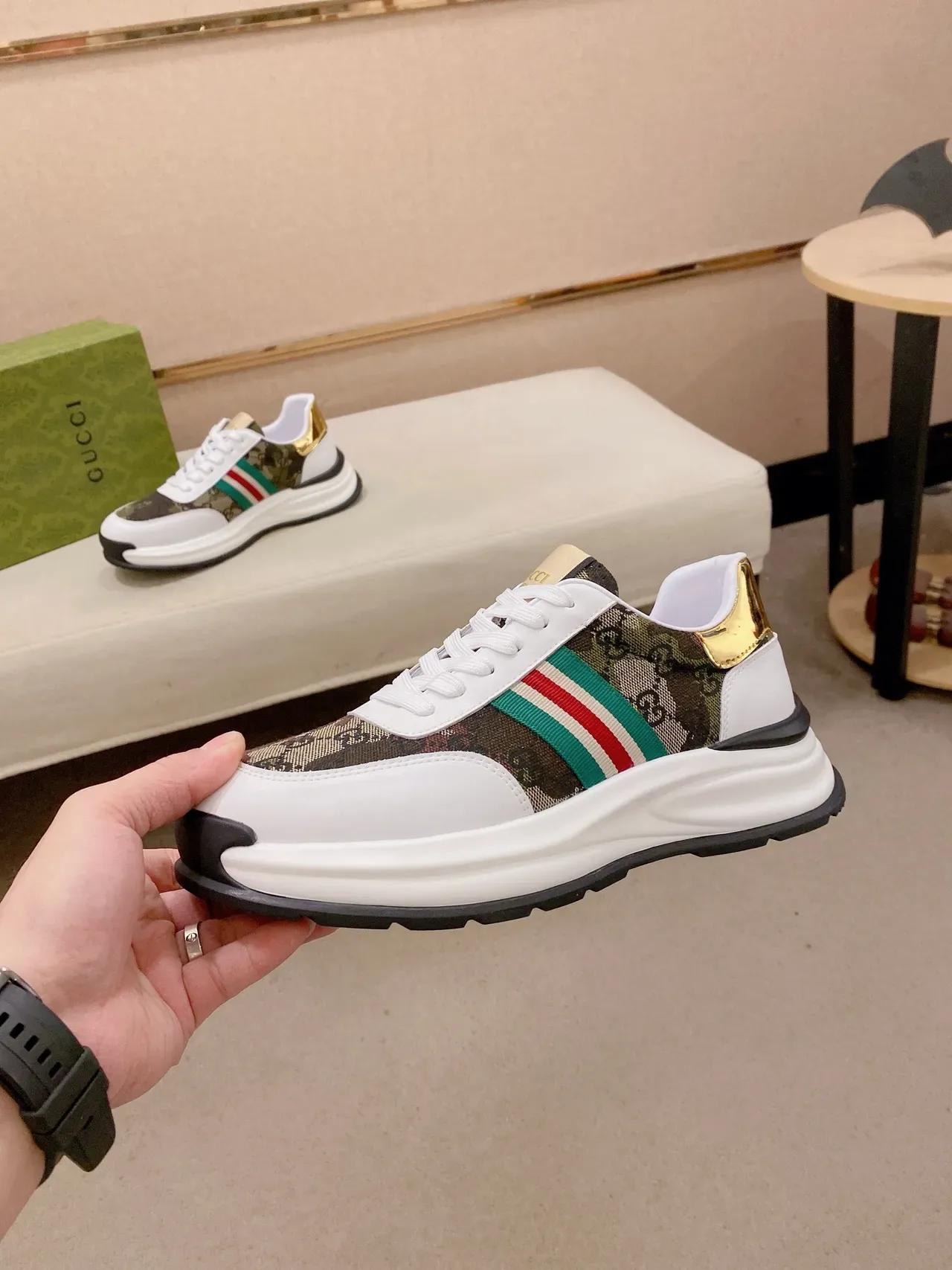 Gucci Screener GG Monogram Web Stripe Lifestyle Sneakers 3