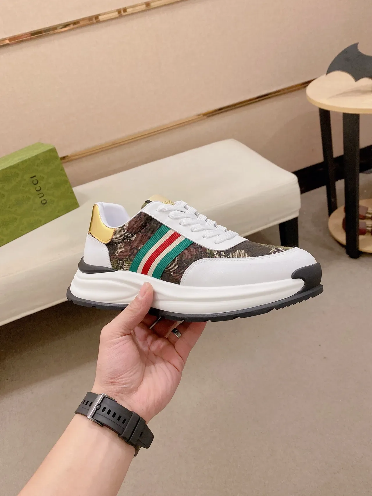 Gucci Screener GG Monogram Web Stripe Lifestyle Sneakers 4