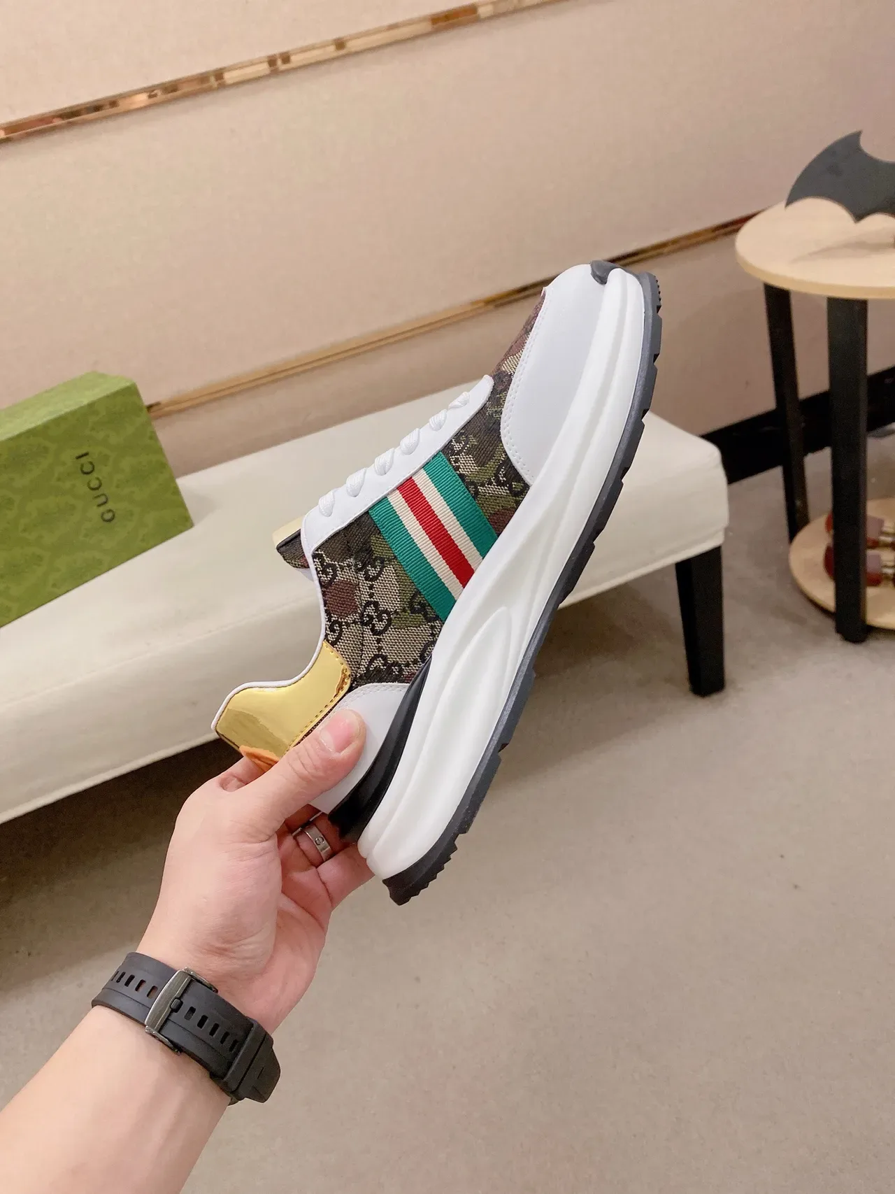 Gucci Screener GG Monogram Web Stripe Lifestyle Sneakers 5