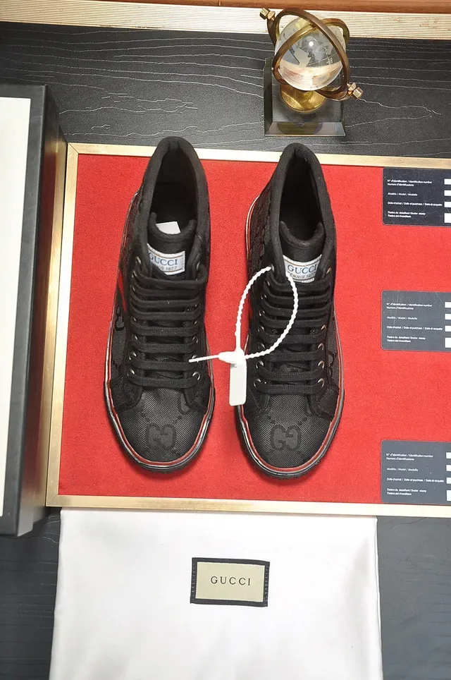 Gucci Screener High-Top Black Red Green Web Stripe Lifestyle Sneakers 7