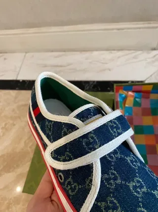 Gucci Screener Navy Blue GG Monogram Velcro Strap Lifestyle Sneakers 3