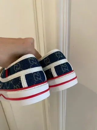 Gucci Screener Navy Blue GG Monogram Velcro Strap Lifestyle Sneakers 4