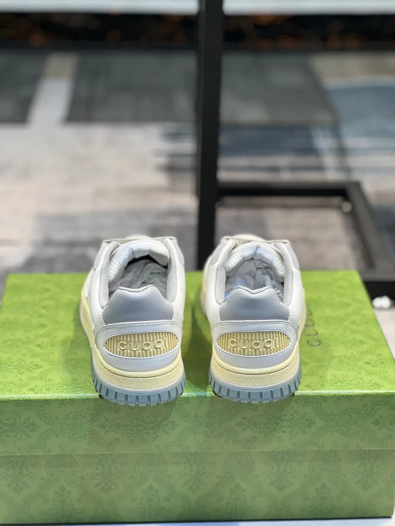 Gucci Screener Off-White and Mint Green Lifestyle Sneakers 2