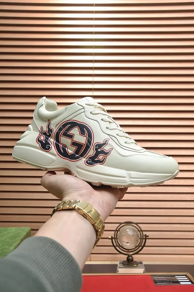 Gucci Screener Off-White Flame GG Logo Lifestyle Sneakers 4