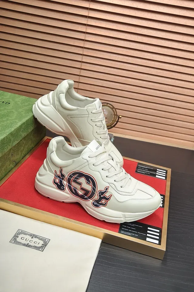 Gucci Screener Off-White Flame GG Logo Lifestyle Sneakers 8